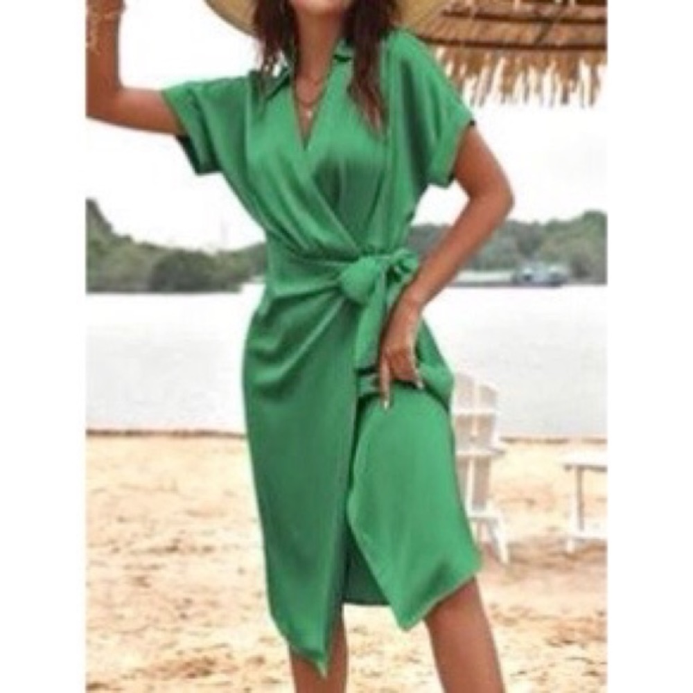 Satin wrap dress